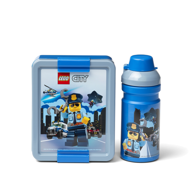 LEGO® City svačinový set (láhev a box) - modrá