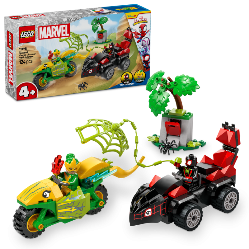 LEGO® Marvel 11198 Spin, Electro a honička s dinosauřím vozidlem