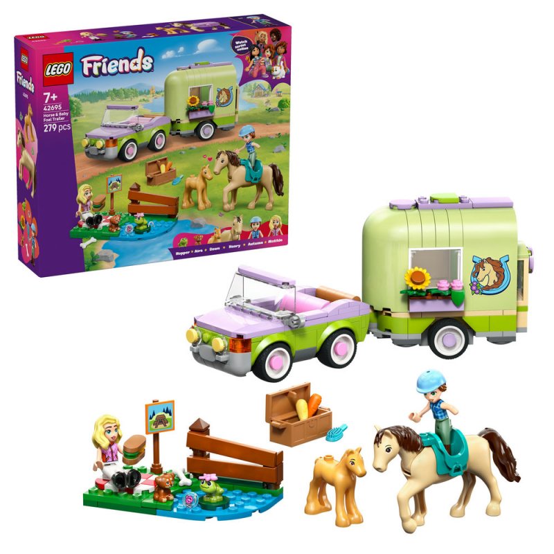 LEGO® Friends 42695 Přívěs s koněm a hříbětem