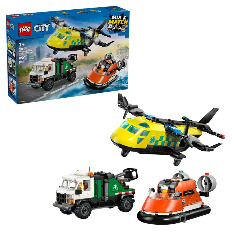 LEGO® City 60505 Remix: Letadlo, servisní vůz a vznášedlo