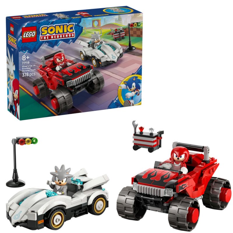 LEGO® Sonic the Hedgehog™ 77118 Silver a jeho auto vs. Knuckles a jeho monster truck