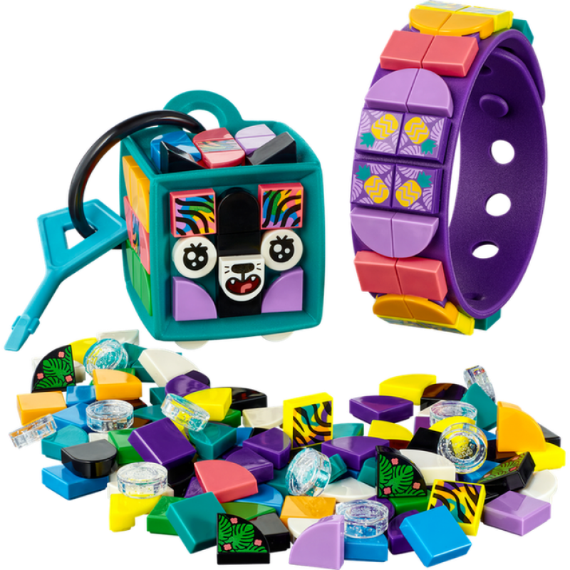 LEGO® DOTS 41945 Neonový tygr – náramek & ozdoba na tašku