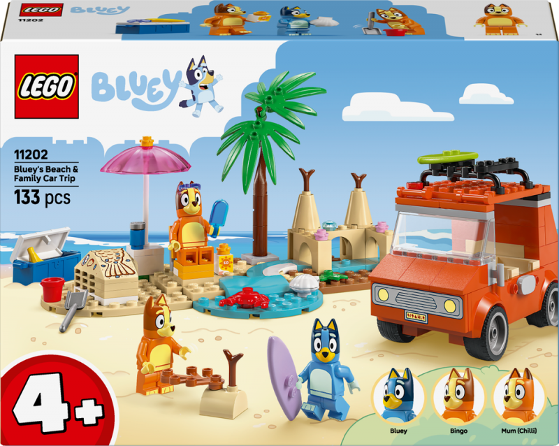 LEGO® Bluey 11202 Bluey a rodinný výlet autem na pláž
