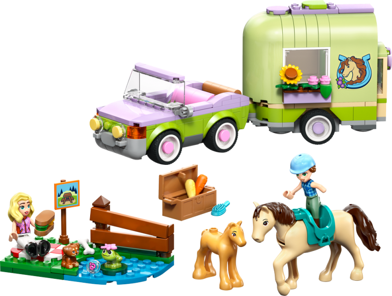 LEGO® Friends 42695 Přívěs s koněm a hříbětem