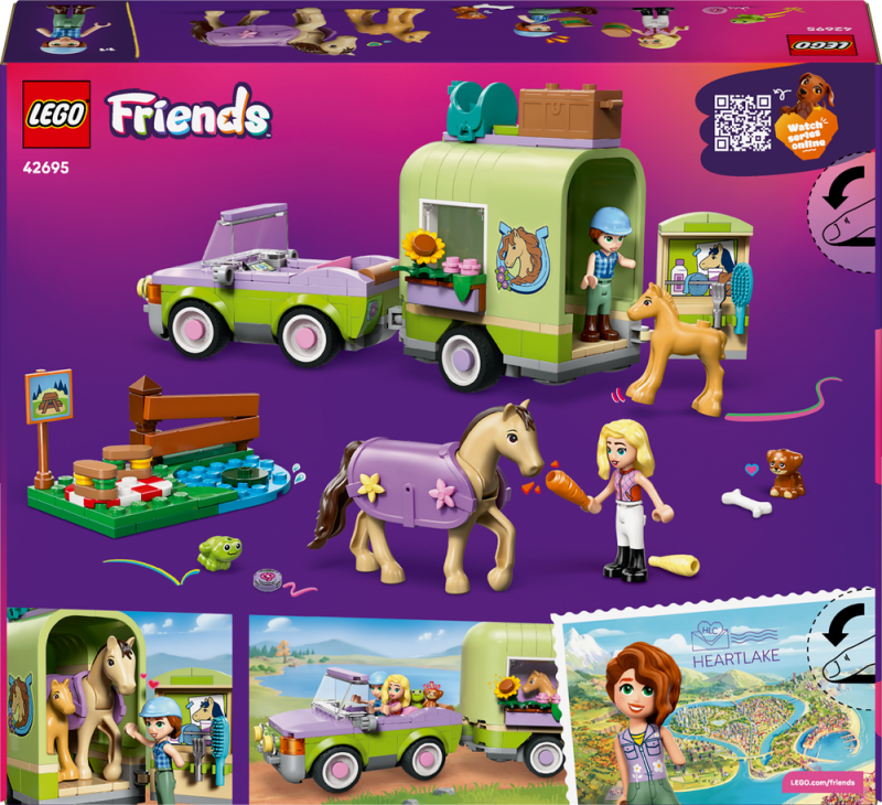 LEGO® Friends 42695 Přívěs s koněm a hříbětem