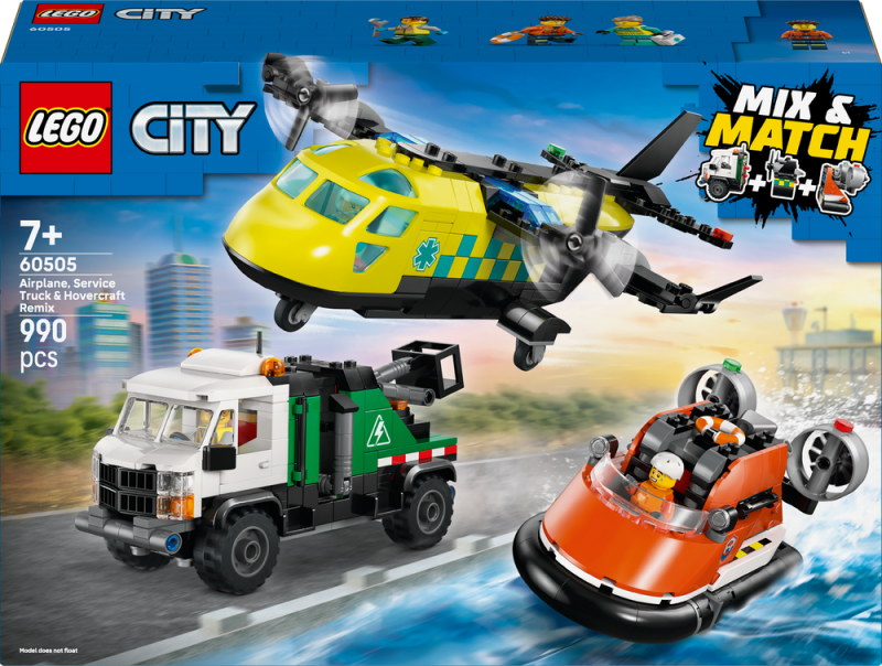 LEGO® City 60505 Remix: Letadlo, servisní vůz a vznášedlo