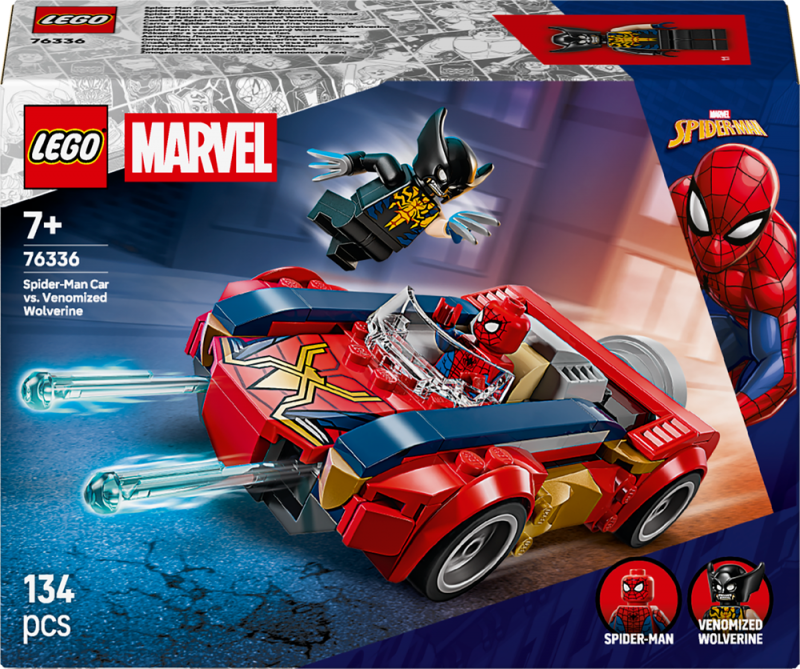 LEGO® ǀ Marvel 76336 Spider-Man a auto vs. venomizovaný Wolverine